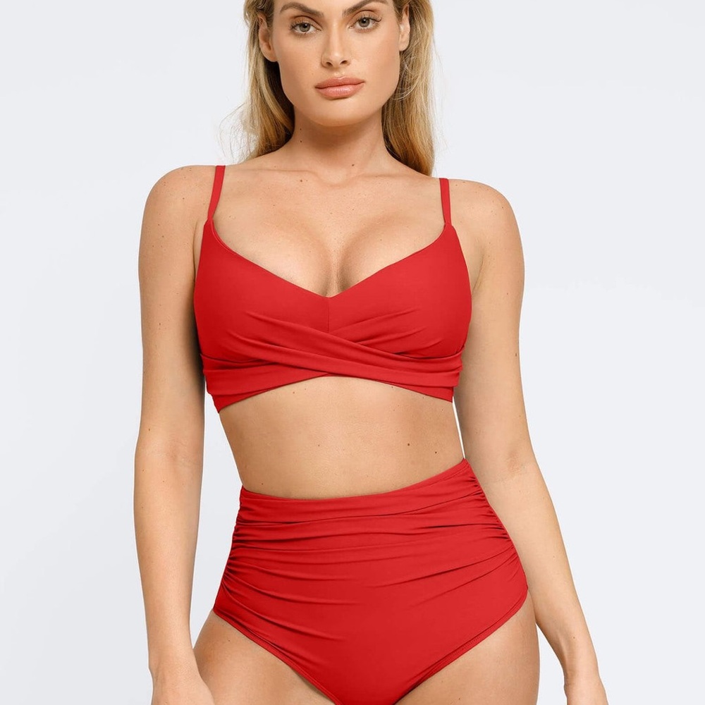 Shapewear Ruched Sculpting Bikini Top and Bottom Set